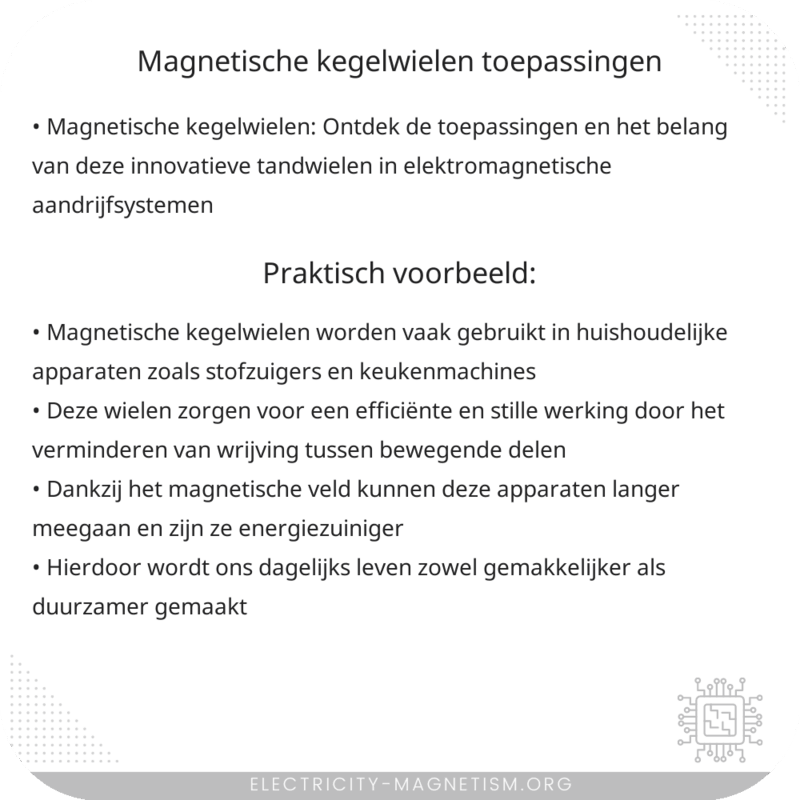 Magnetische Kegelwielen | Toepassingen
