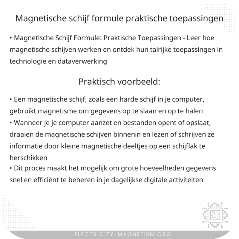 Magnetische Schijf Formule: Praktische Toepassingen