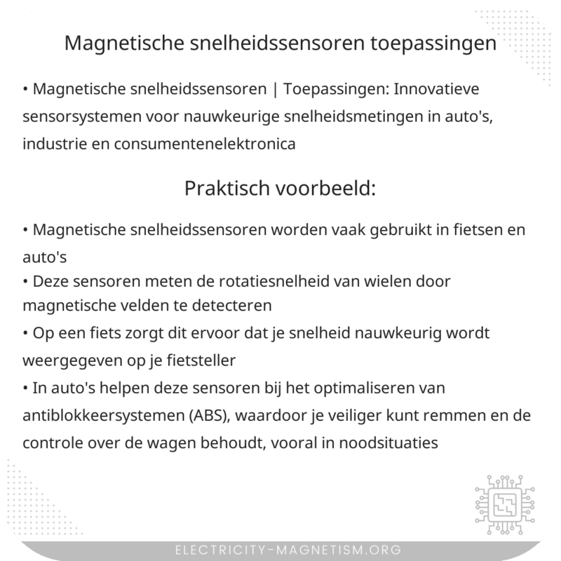 Magnetische Snelheidssensoren | Toepassingen