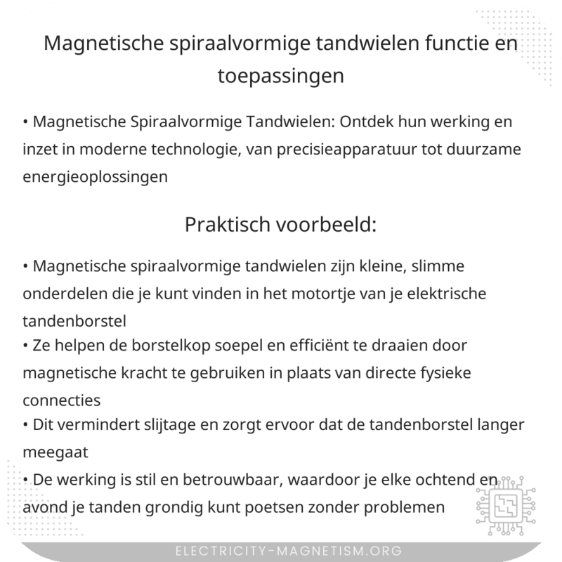 Magnetische Spiraalvormige Tandwielen | Functie en Toepassingen
