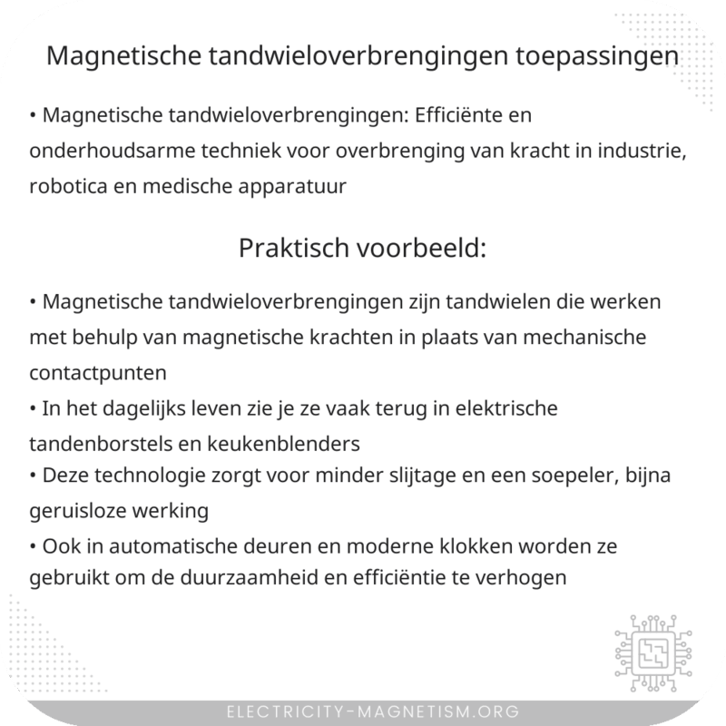 Magnetische Tandwieloverbrengingen | Toepassingen