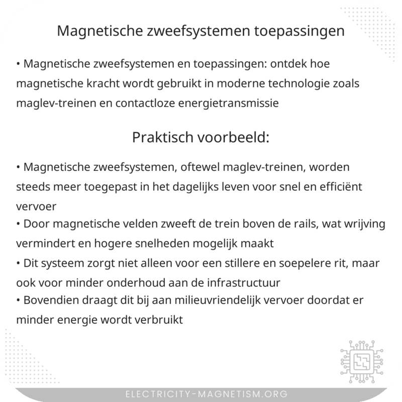 Magnetische Zweefsystemen | Toepassingen