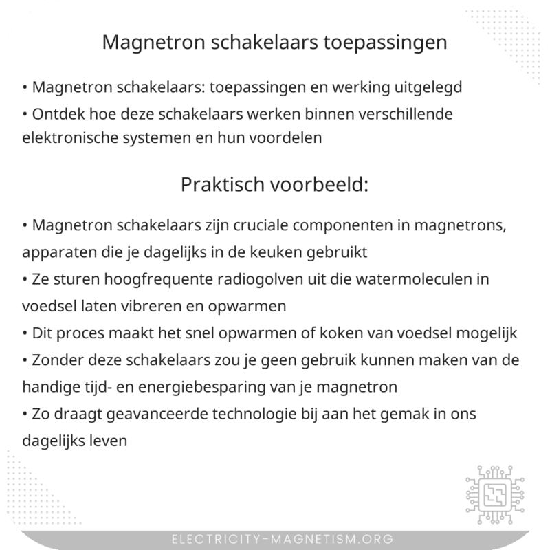 Magnetron Schakelaars | Toepassingen