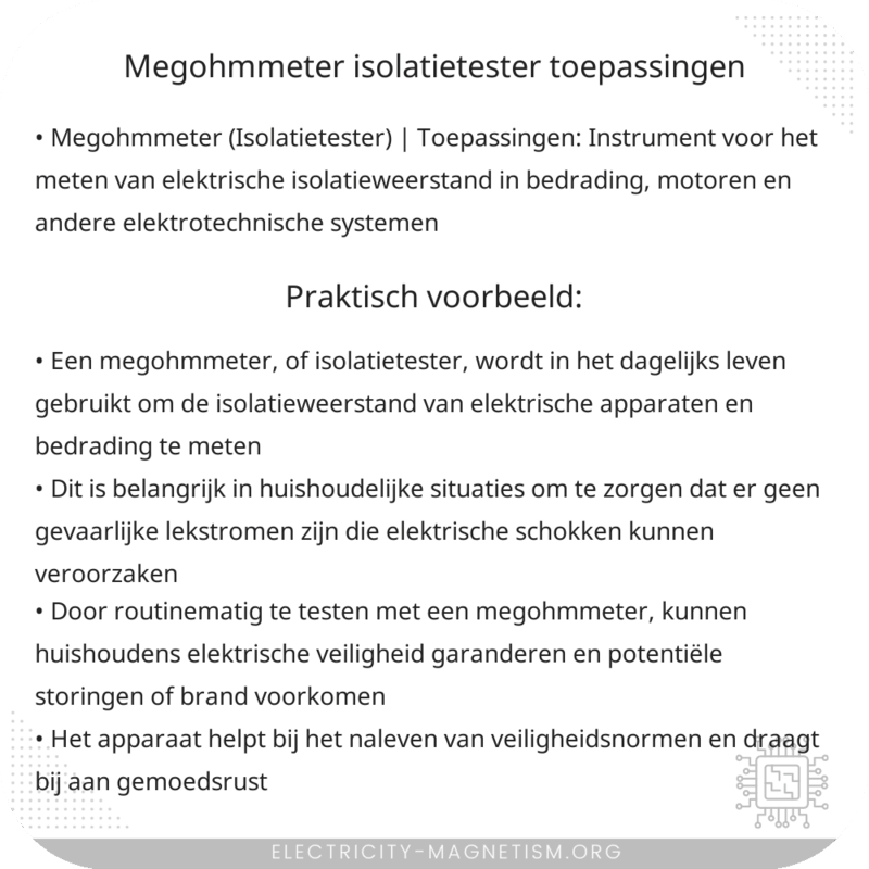 Megohmmeter (Isolatietester) | Toepassingen