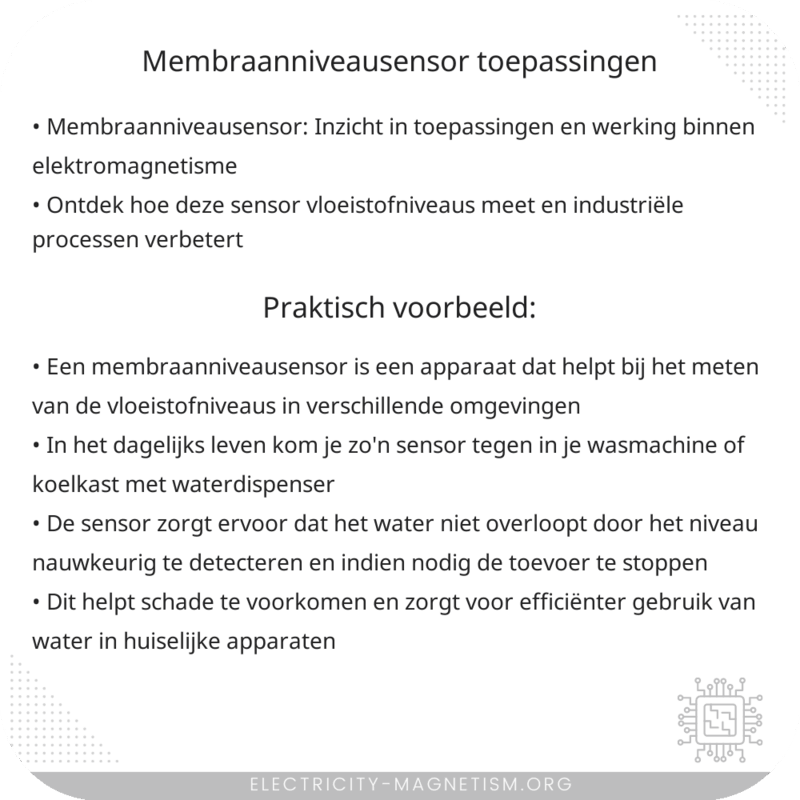 Membraanniveausensor | Toepassingen