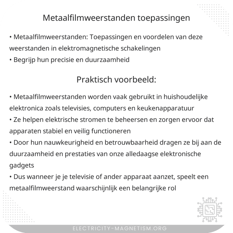 Metaalfilmweerstanden | Toepassingen