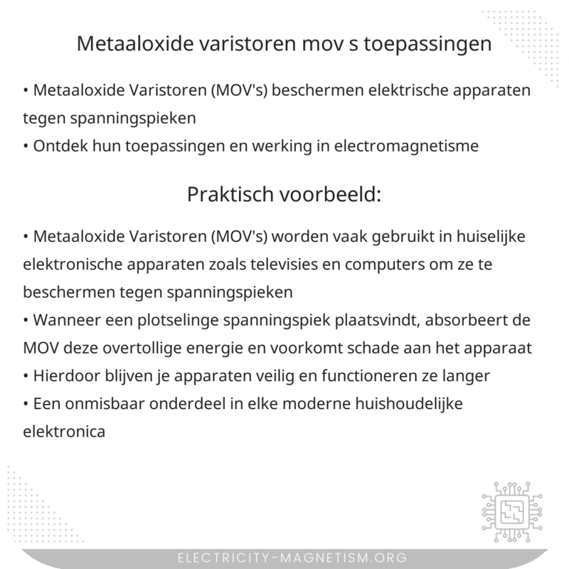 Metaaloxide Varistoren (MOV's) | Toepassingen