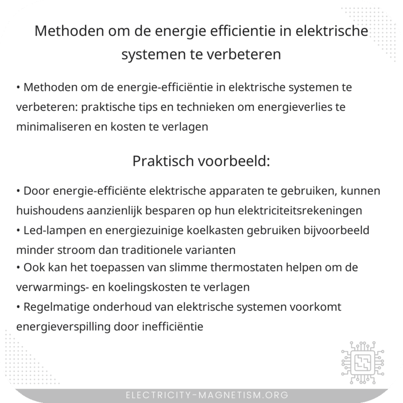 Methoden om de energie-efficiëntie in elektrische systemen te verbeteren