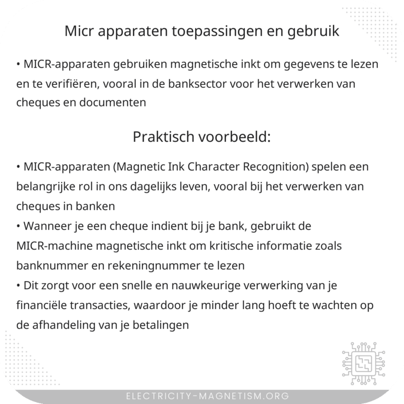 MICR-apparaten | Toepassingen en Gebruik
