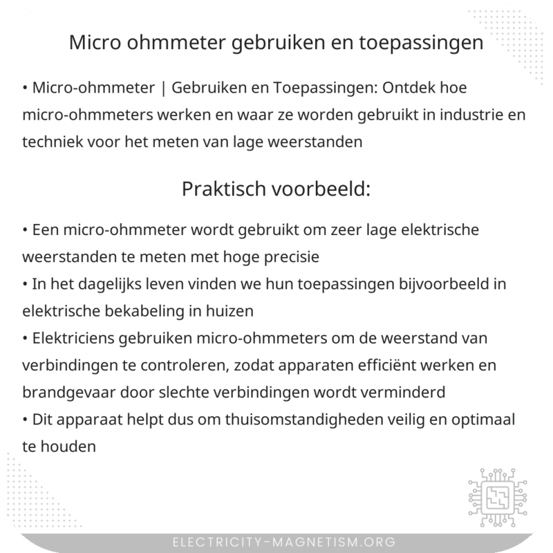 Micro-ohmmeter | Gebruiken en Toepassingen