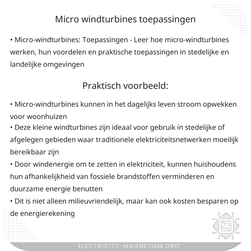 Micro-windturbines: Toepassingen