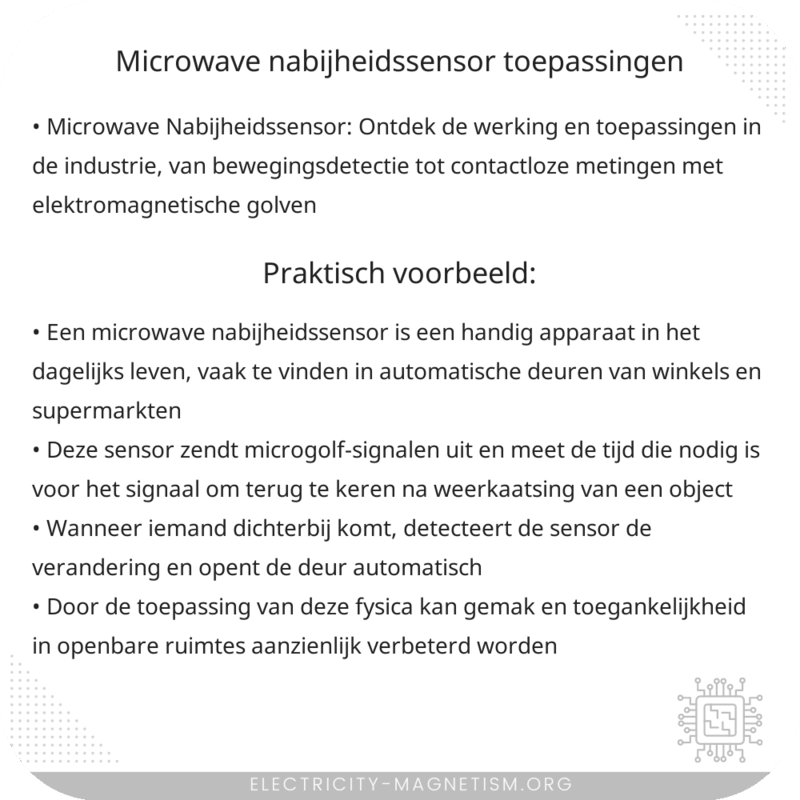 Microwave Nabijheidssensor | Toepassingen