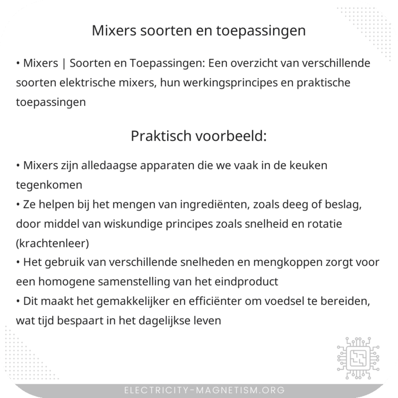 Mixers | Soorten en Toepassingen