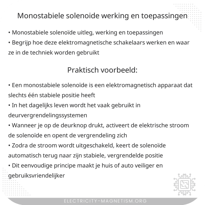 Monostabiele Solenoïde | Werking en Toepassingen