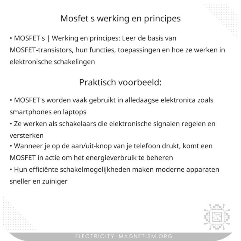 MOSFET's | Werking en principes