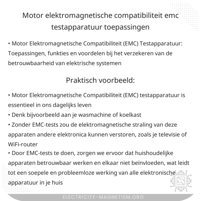 Motor Elektromagnetische Compatibiliteit (EMC) Testapparatuur | Toepassingen