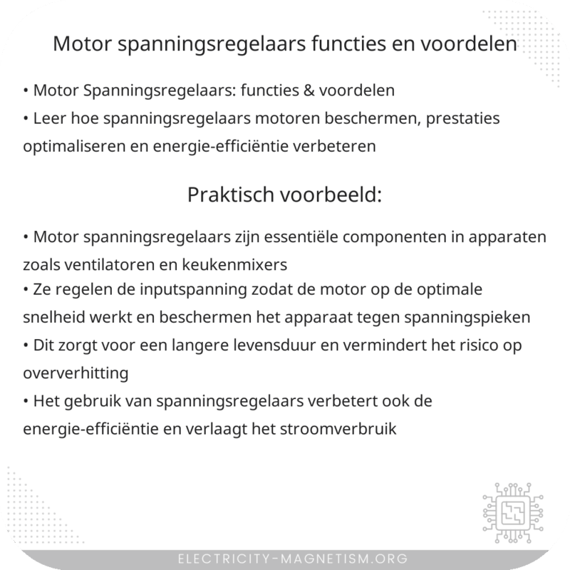 Motor Spanningsregelaars | Functies en Voordelen