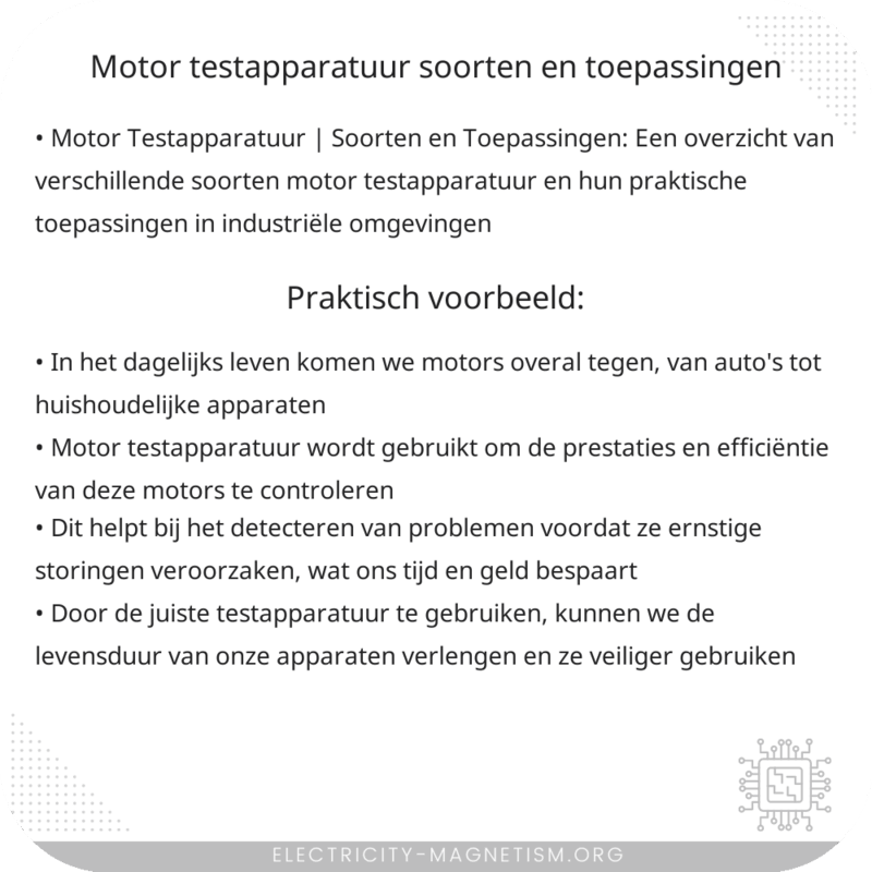 Motor Testapparatuur | Soorten en Toepassingen