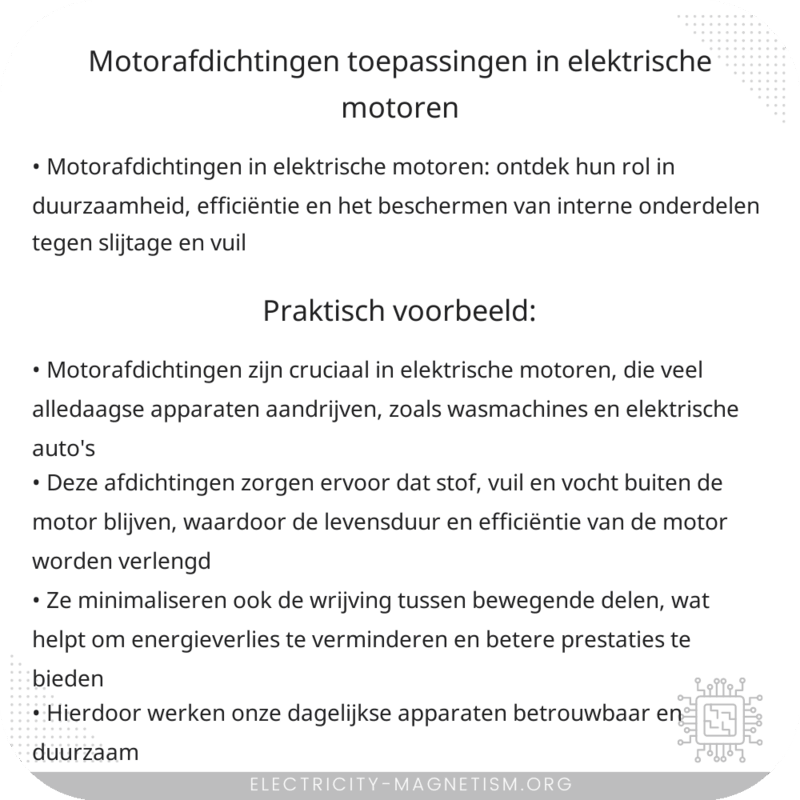 Motorafdichtingen | Toepassingen in Elektrische Motoren
