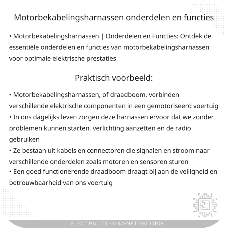 Motorbekabelingsharnassen | Onderdelen en Functies
