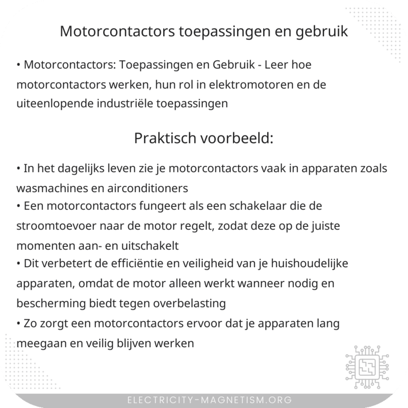 Motorcontactors: Toepassingen en Gebruik