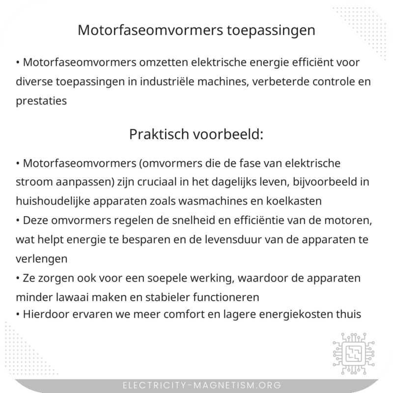 Motorfaseomvormers | Toepassingen
