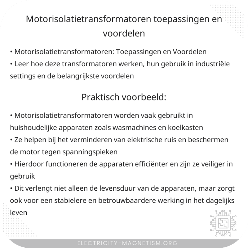 Motorisolatietransformatoren: Toepassingen en Voordelen