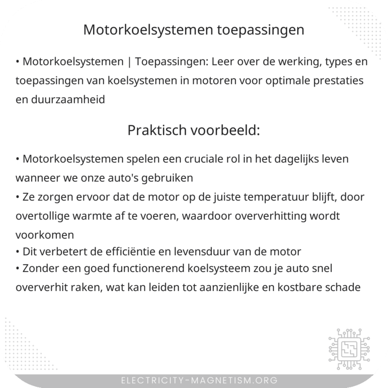 Motorkoelsystemen | Toepassingen
