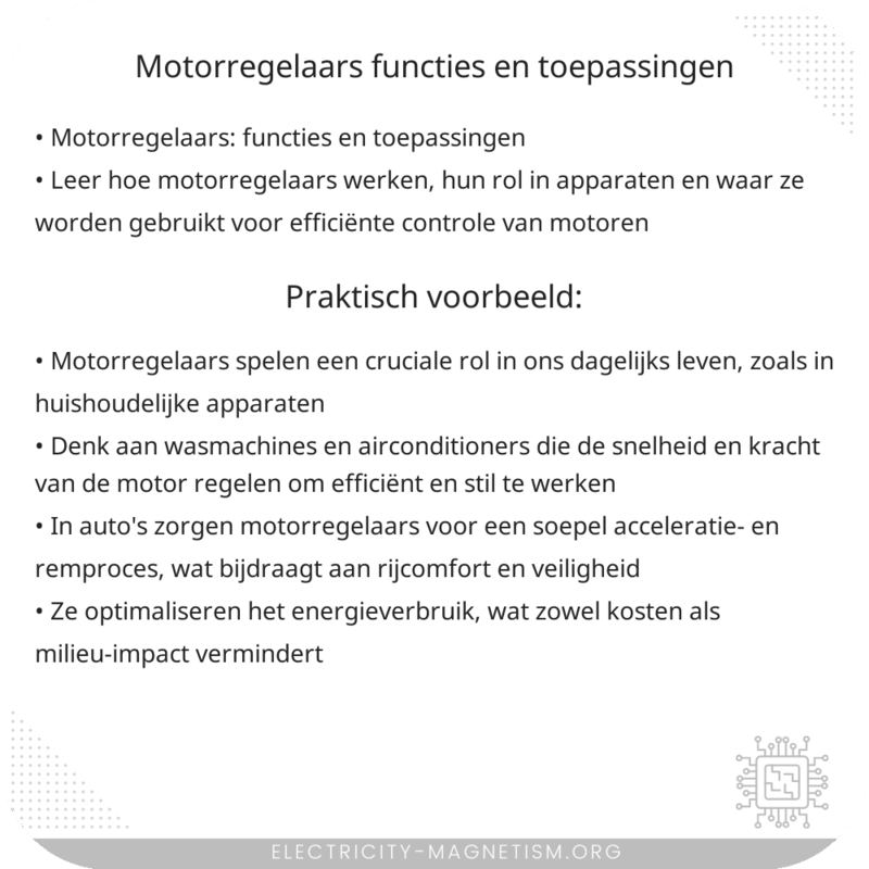 Motorregelaars | Functies en Toepassingen