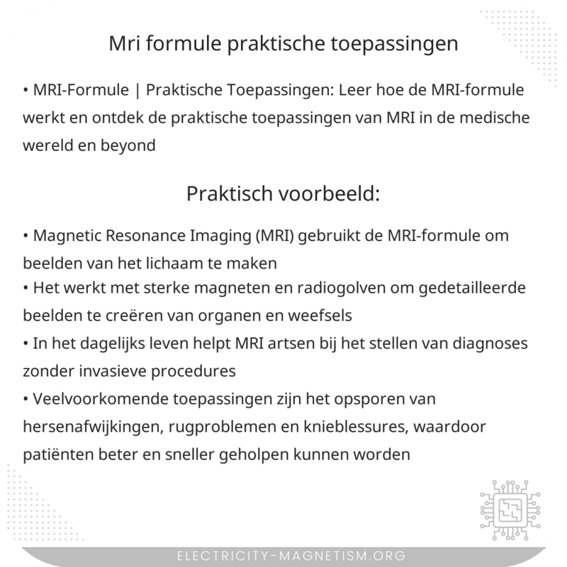 MRI-Formule | Praktische Toepassingen