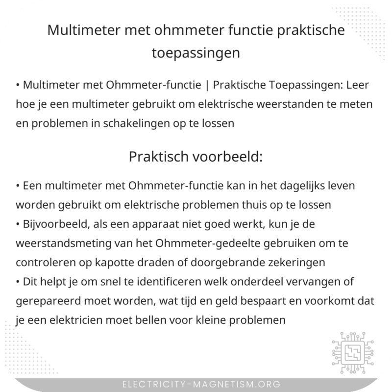 Multimeter (met Ohmmeter-functie) | Praktische Toepassingen