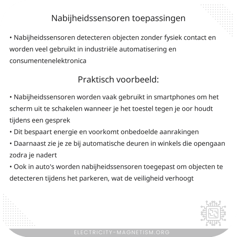 Nabijheidssensoren | Toepassingen