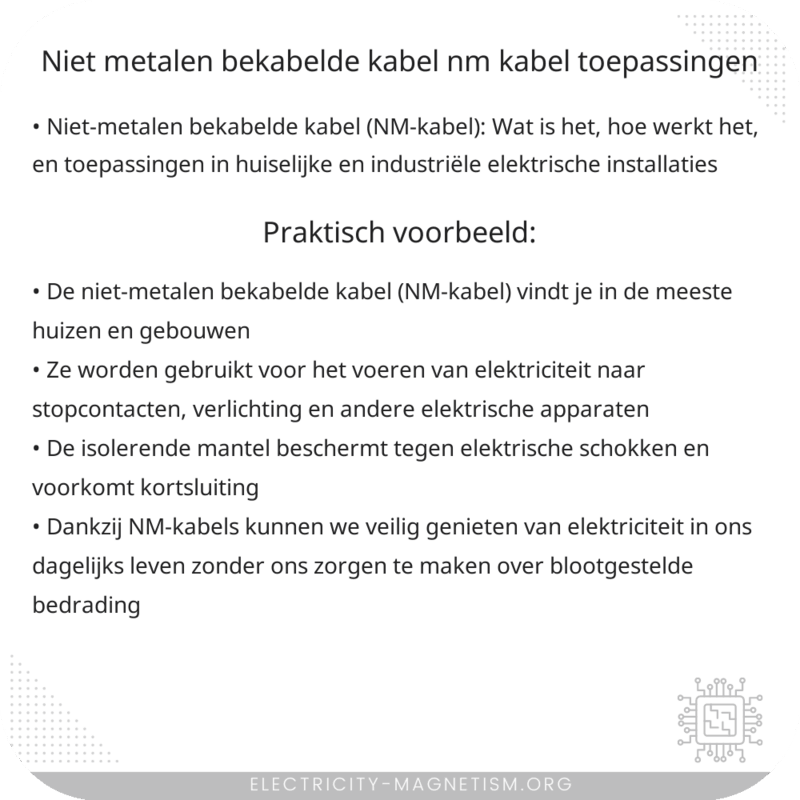 Niet-metalen bekabelde kabel (NM-kabel) | Toepassingen