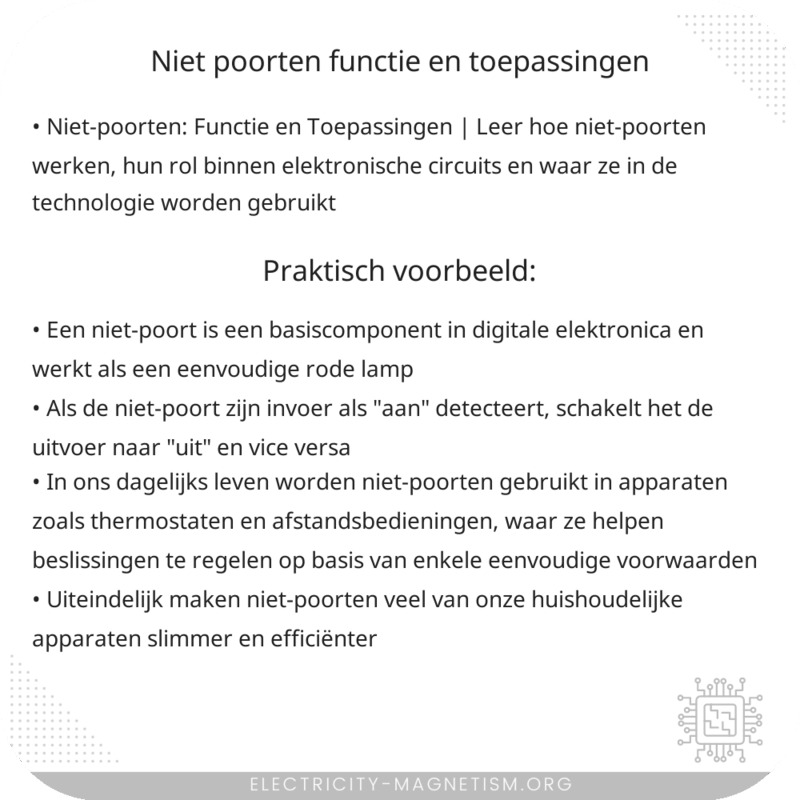 Niet-poorten | Functie en Toepassingen