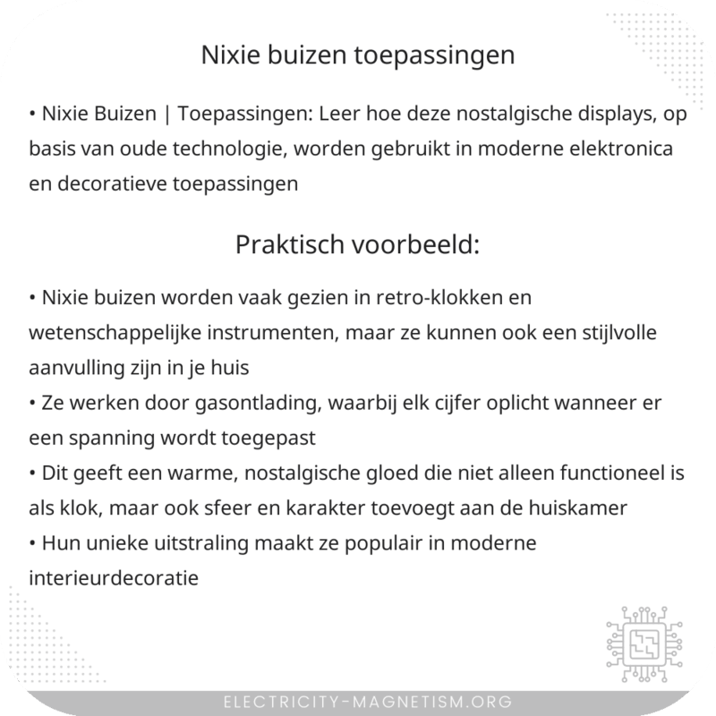 Nixie Buizen | Toepassingen