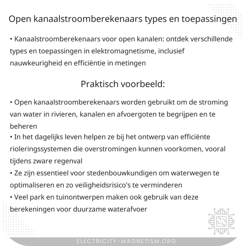 Open kanaalstroomberekenaars | Types en Toepassingen