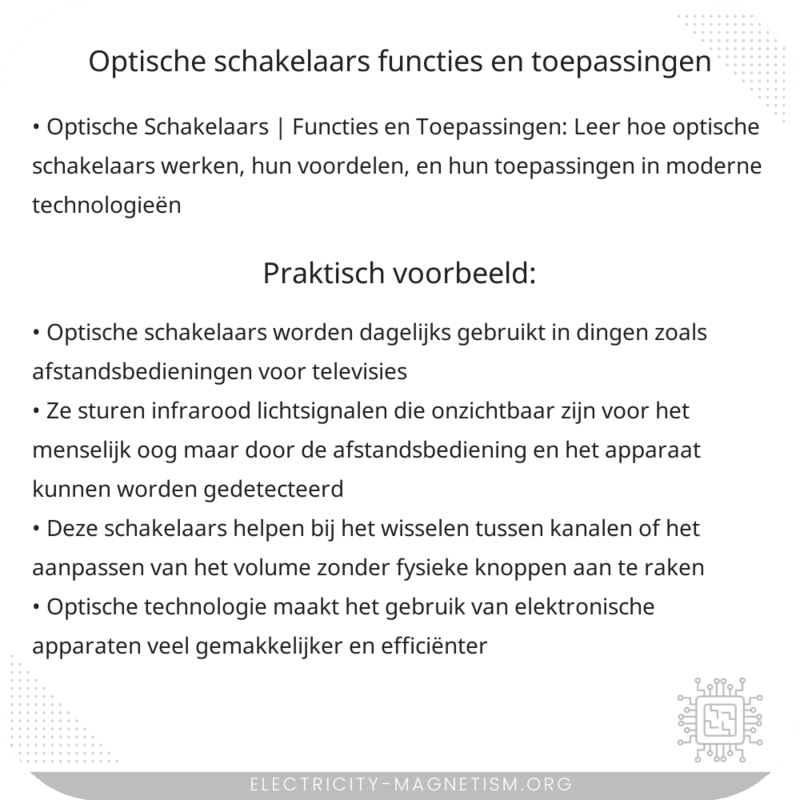 Optische Schakelaars | Functies en Toepassingen