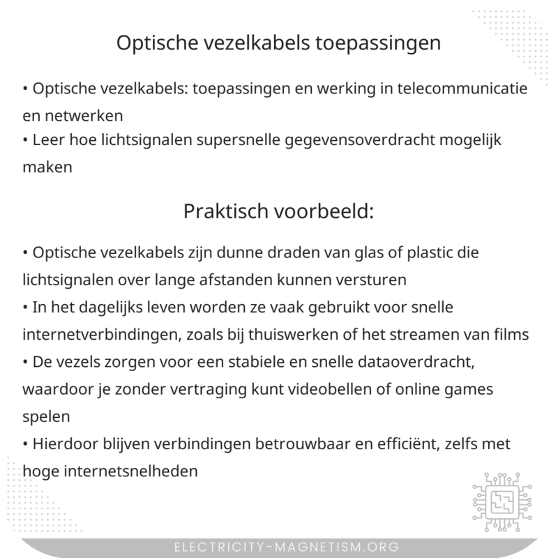 Optische vezelkabels | Toepassingen