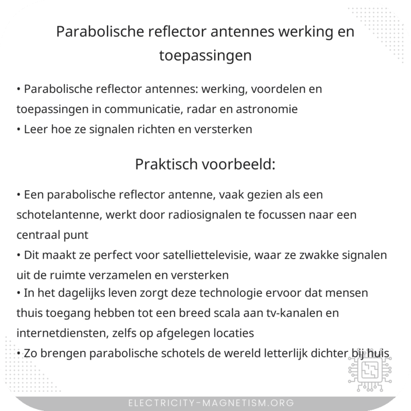 Parabolische Reflector Antennes | Werking en Toepassingen