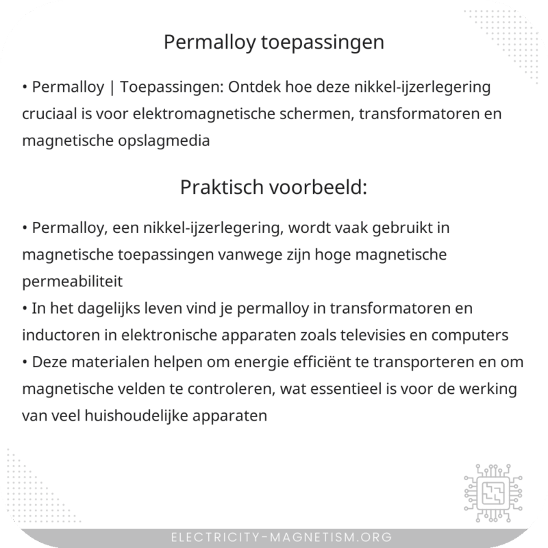 Permalloy | Toepassingen