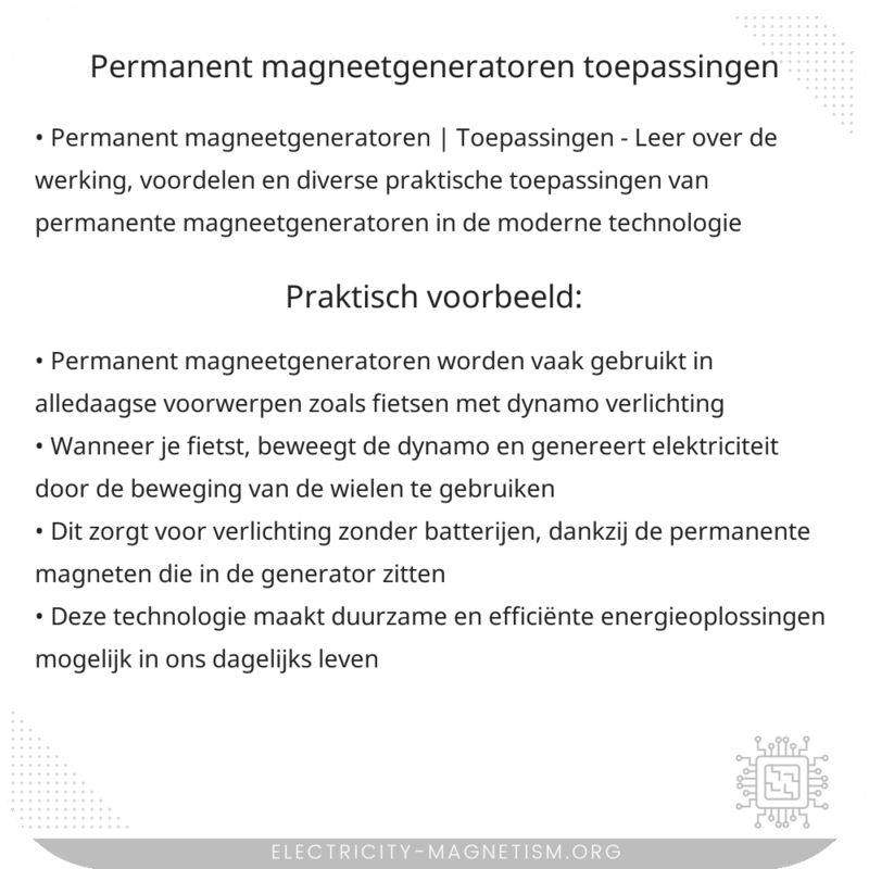 Permanent magneetgeneratoren | Toepassingen