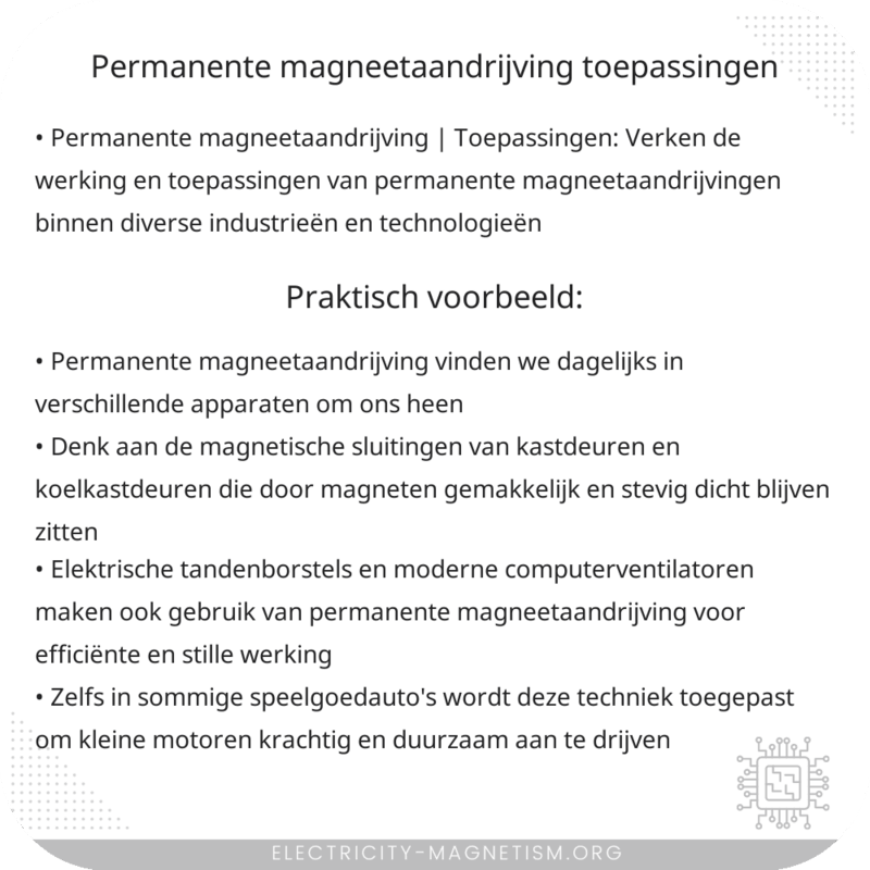Permanente Magneetaandrijving | Toepassingen