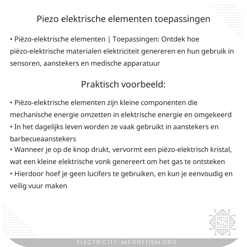 Piëzo-elektrische elementen | Toepassingen