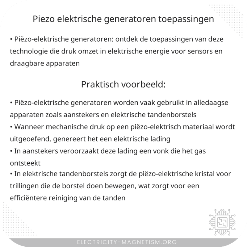 Piëzo-elektrische generatoren | Toepassingen