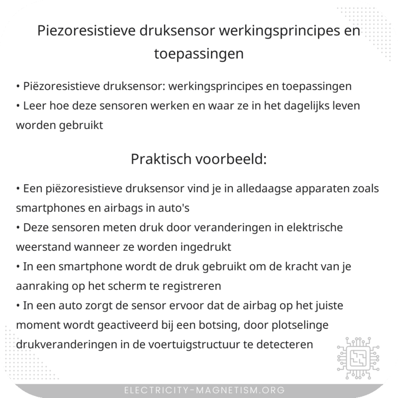 Piëzoresistieve Druksensor | Werkingsprincipes en Toepassingen