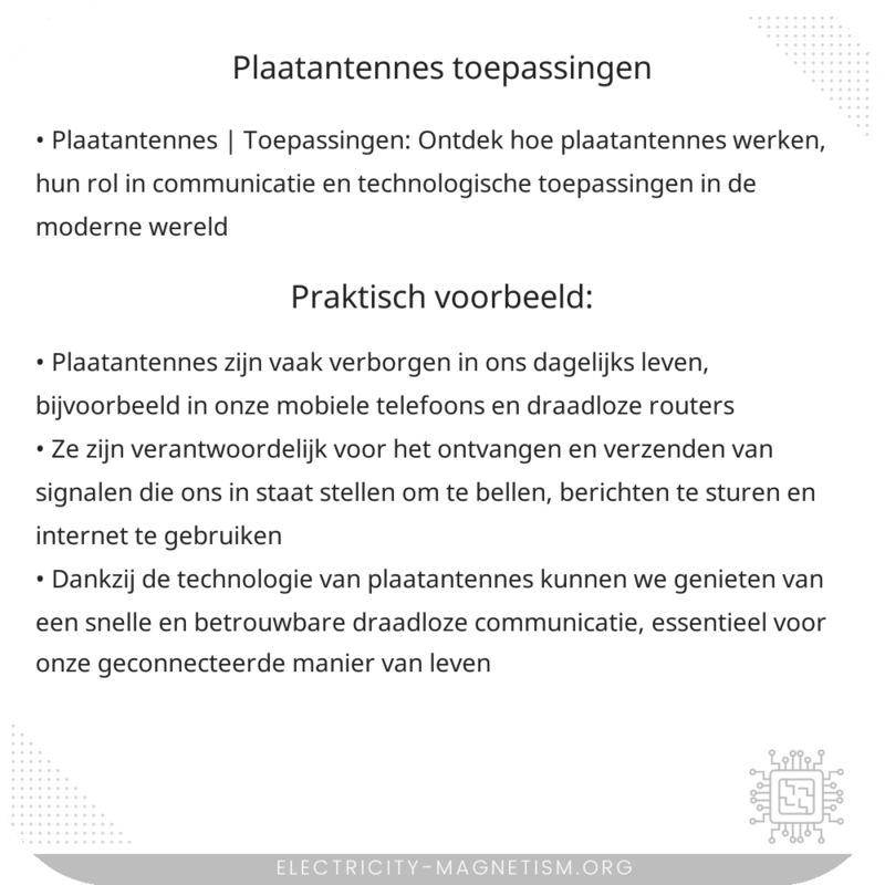 Plaatantennes | Toepassingen