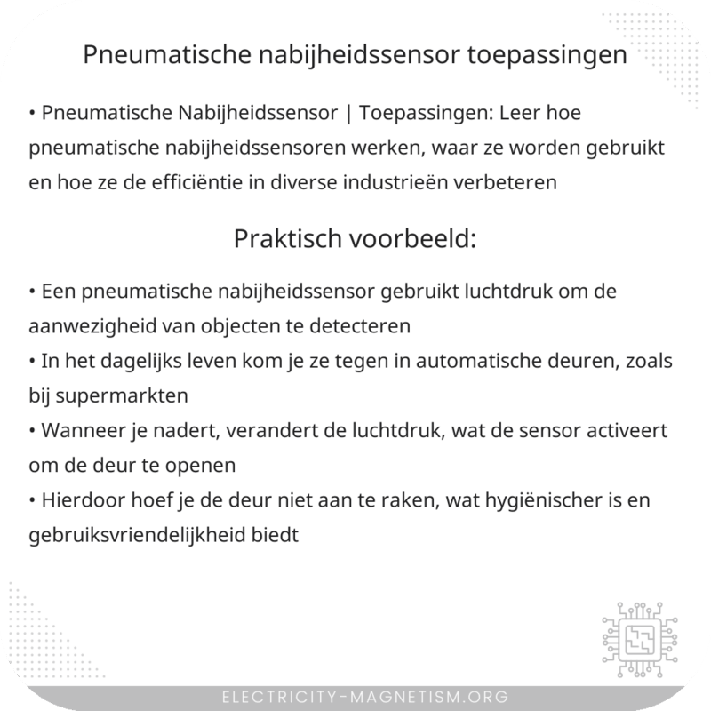 Pneumatische Nabijheidssensor | Toepassingen
