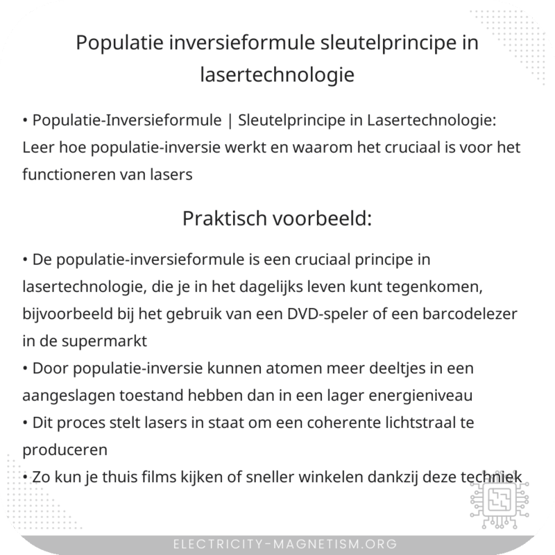 Populatie-Inversieformule | Sleutelprincipe in Lasertechnologie