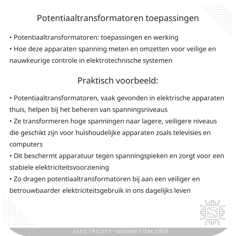 Potentiaaltransformatoren | Toepassingen