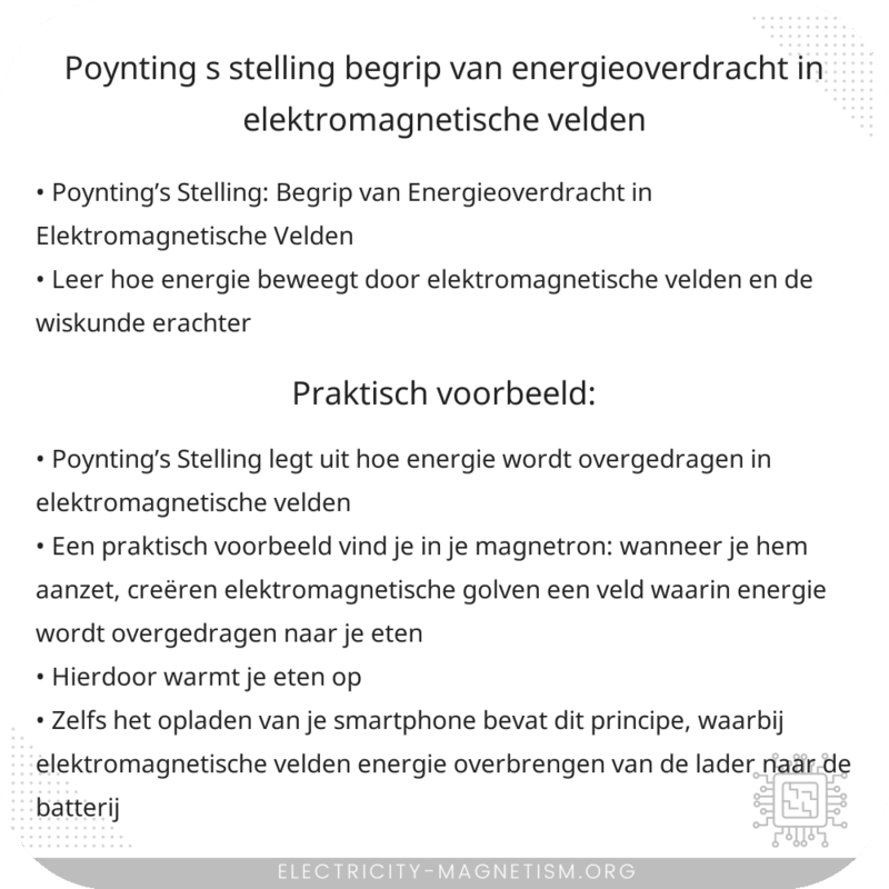 Poynting’s Stelling | Begrip van Energieoverdracht in Elektromagnetische Velden